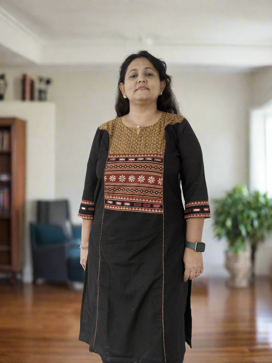 Hand Embroidery and Mirror Work Pure Cotton Kurta Pant Set