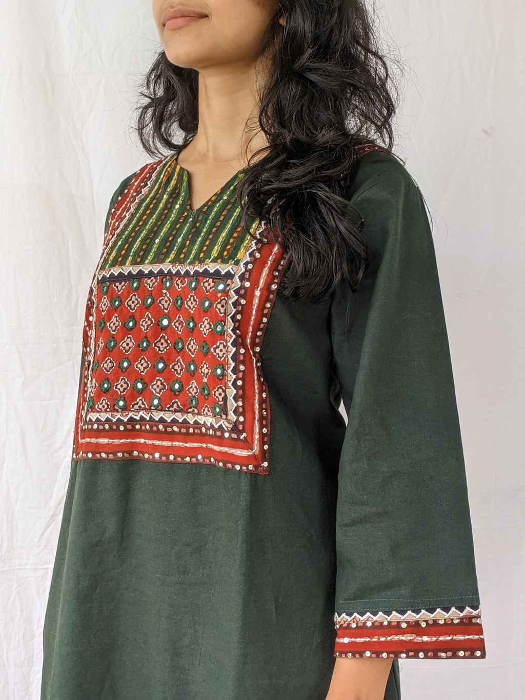 Cotton Kurta Pant Set - Hand Embroidery Patch