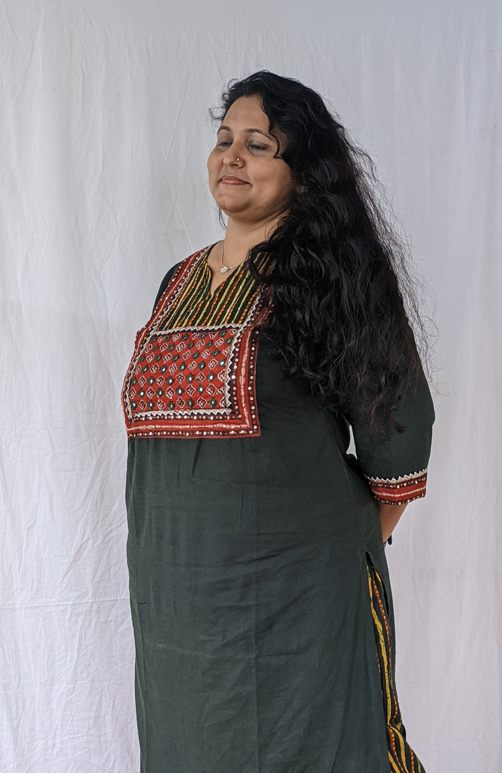 Cotton Kurta Pant Set - Hand Embroidery Patch