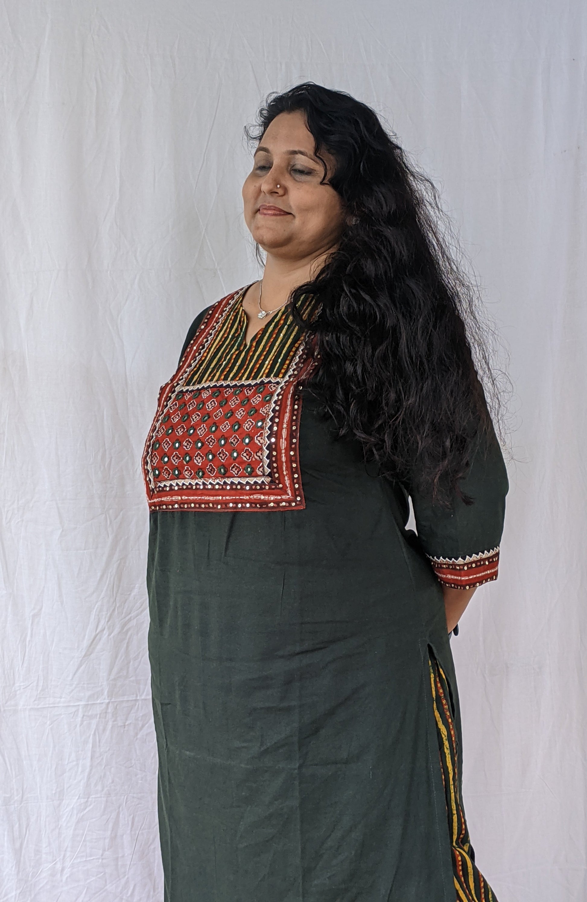 Cotton Kurta Pant Set - Hand Embroidery Patch