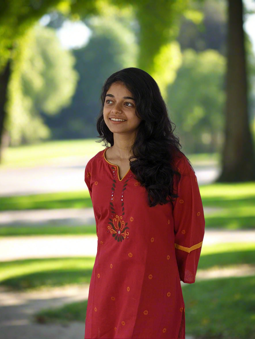 Handloom Cotton Kurta - Hand Work