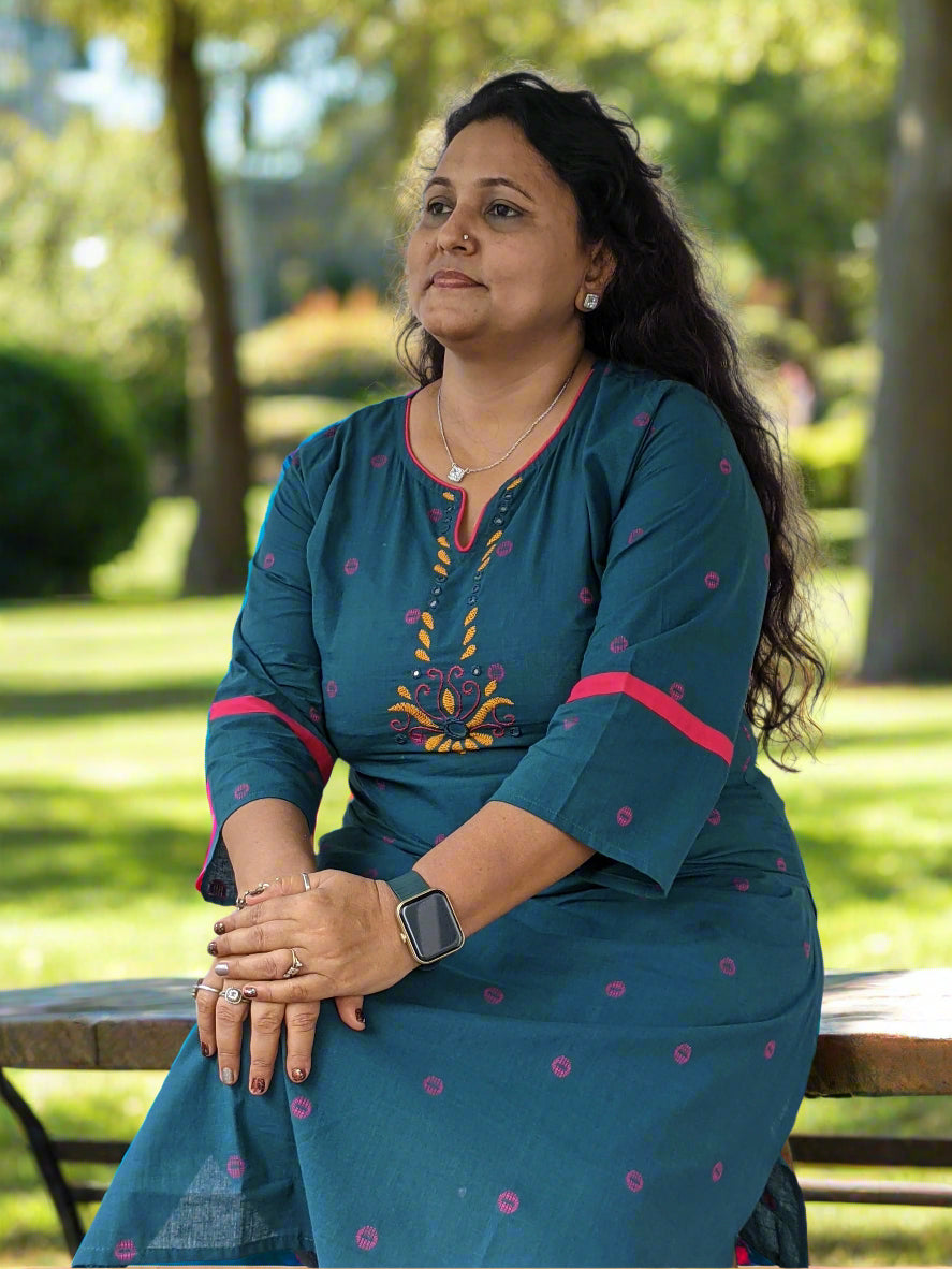Handloom Cotton Kurta - Hand Work