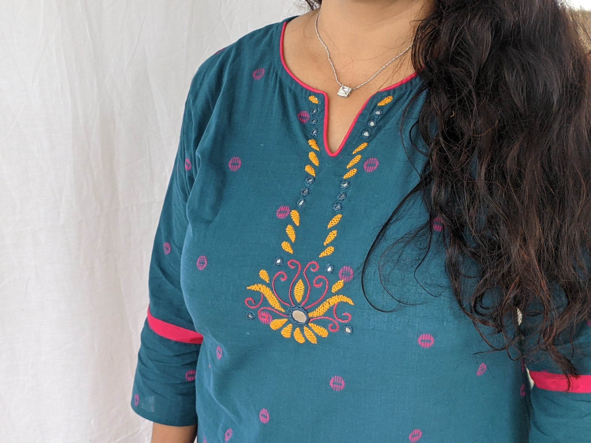 Handloom Cotton Kurta - Hand Work