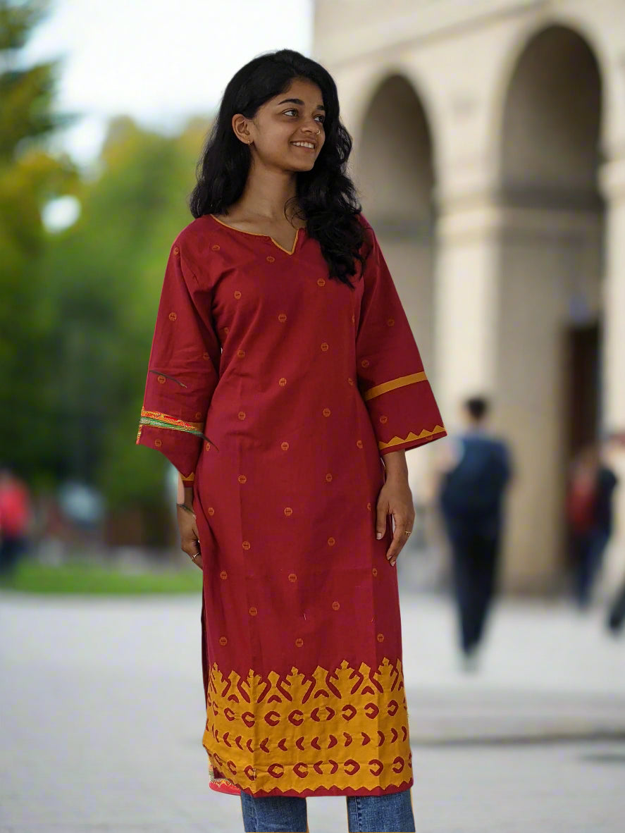 Handloom Cotton Kurta -Applique Work