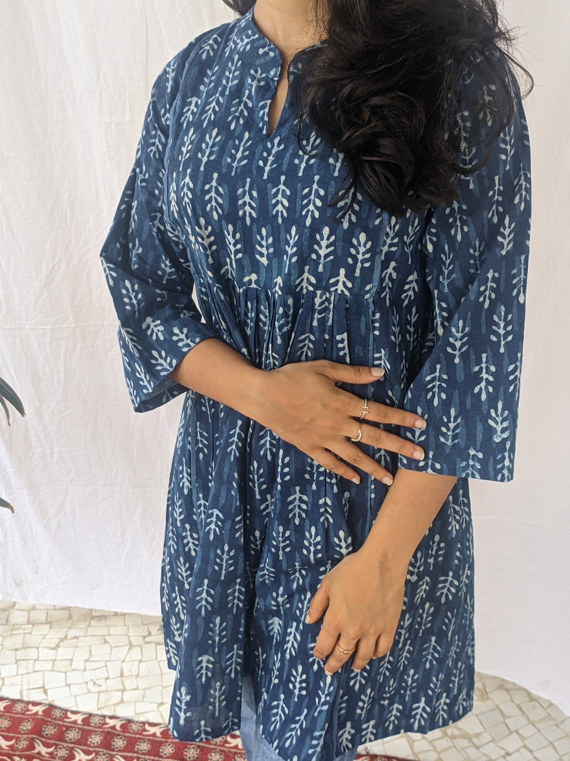 Indigo Dabu Cotton  Short Top
