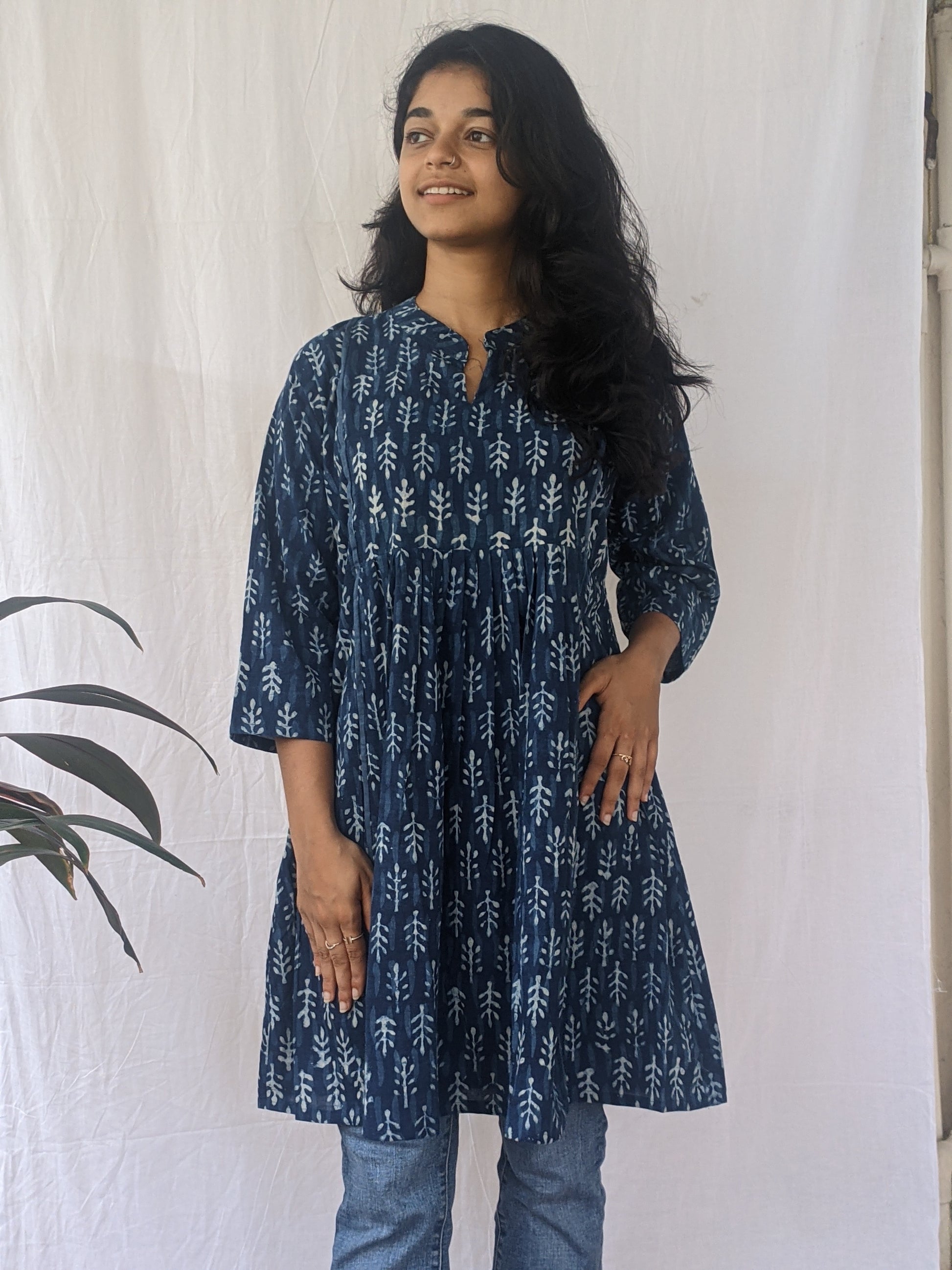 Indigo Dabu Cotton  Short Top