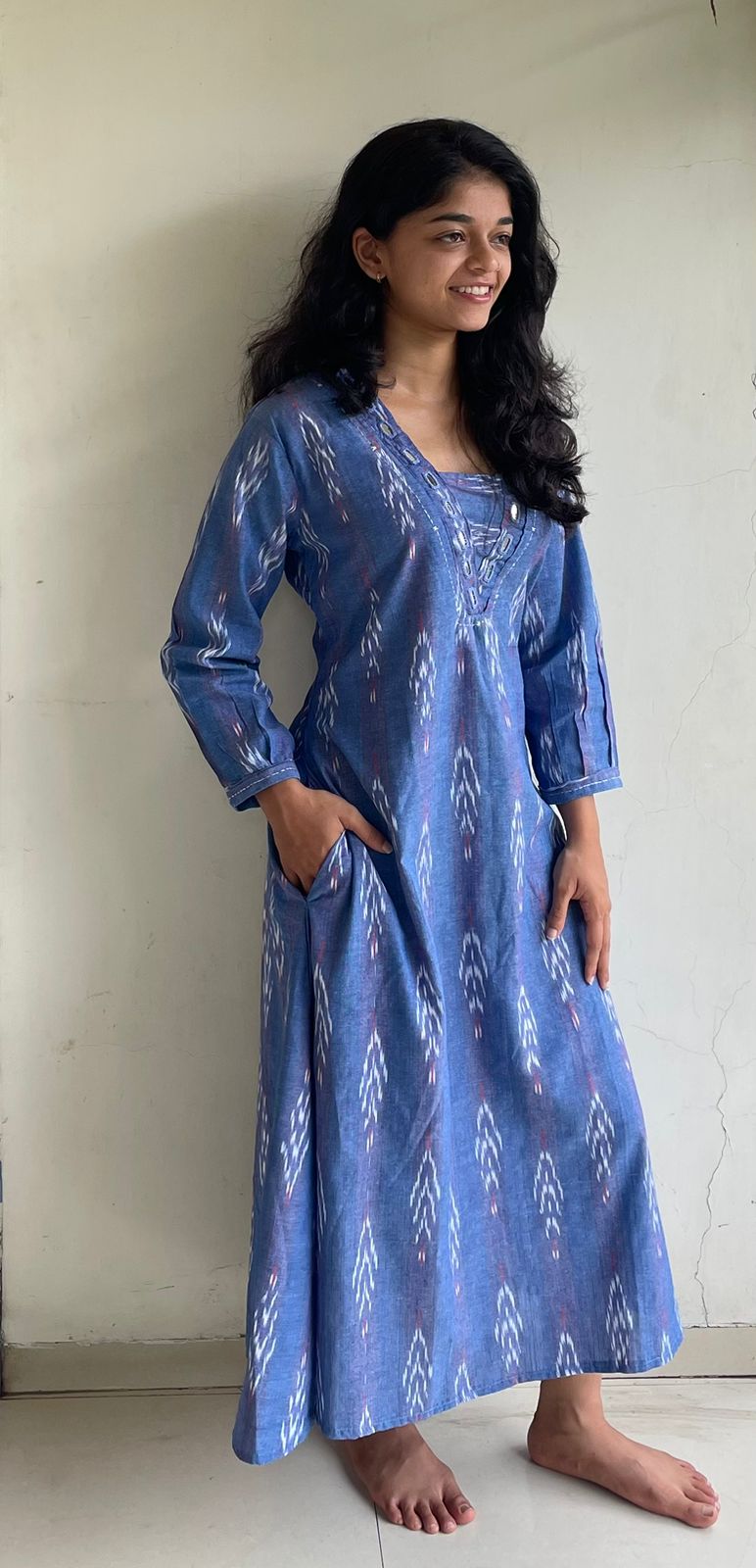 Cotton handloom mirrorwork