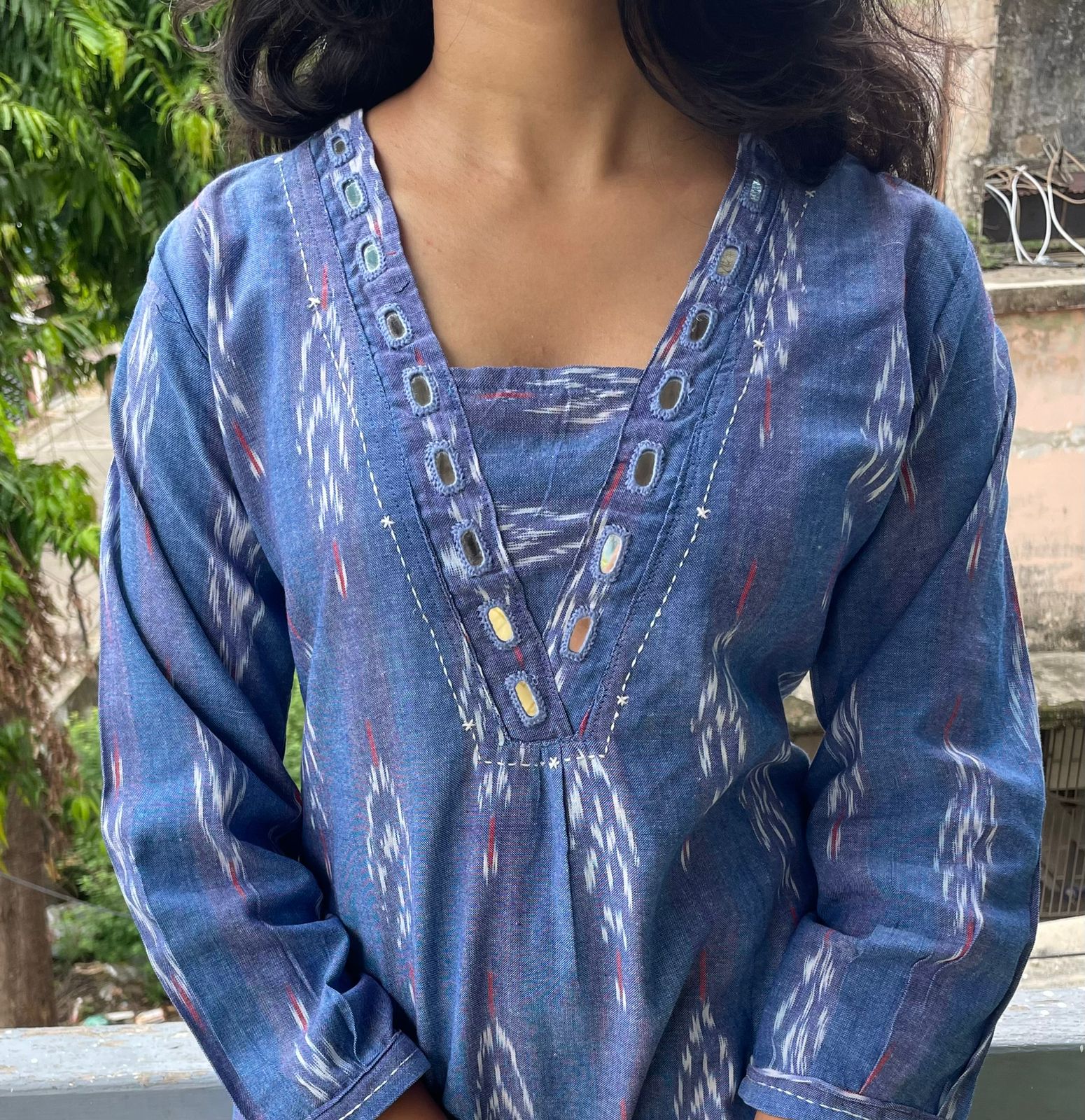 Cotton handloom mirrorwork
