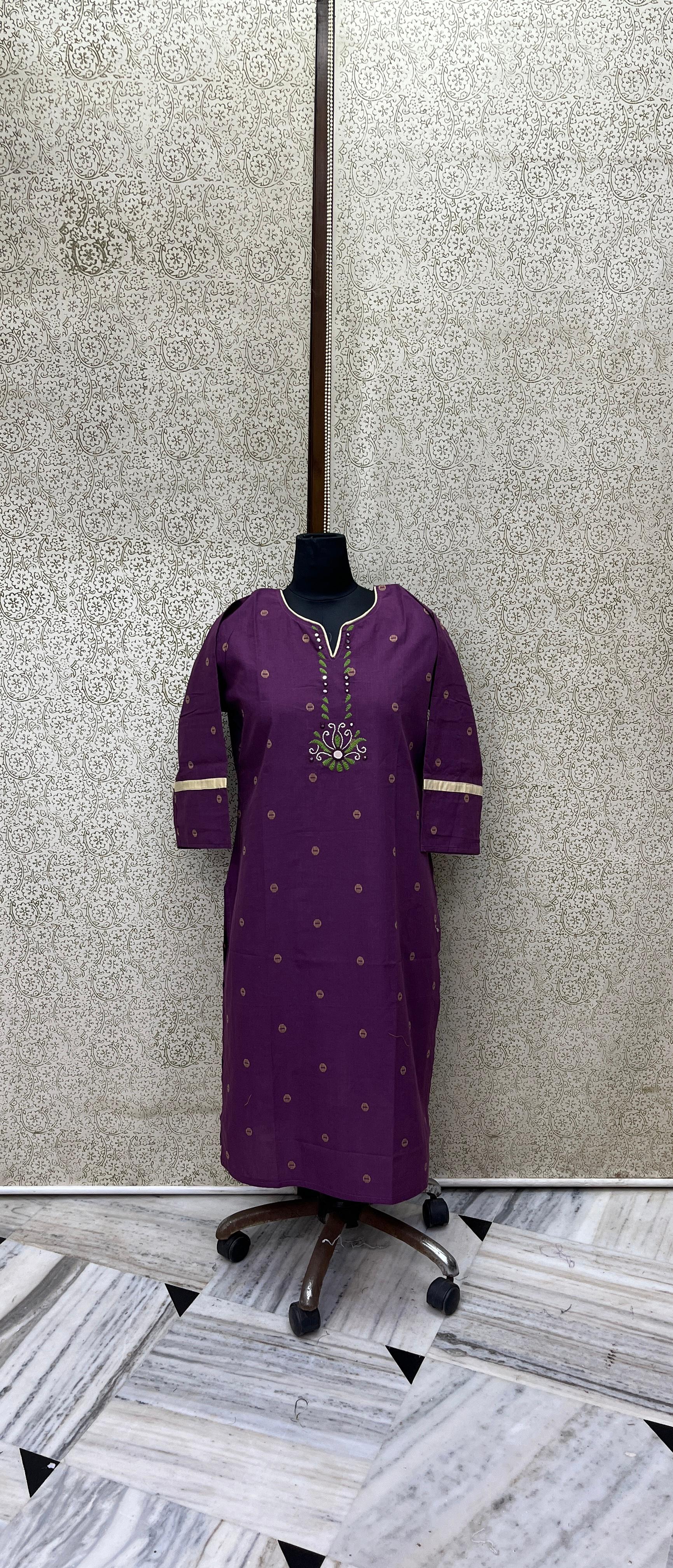 Handloom Cotton Kurta - Hand Work