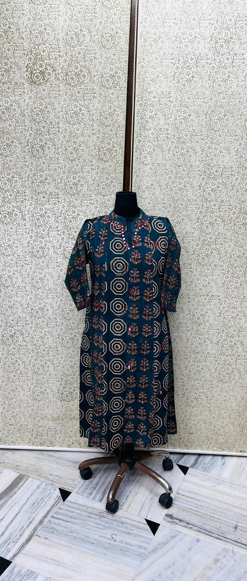 cotton dress -dhabu  mirror work