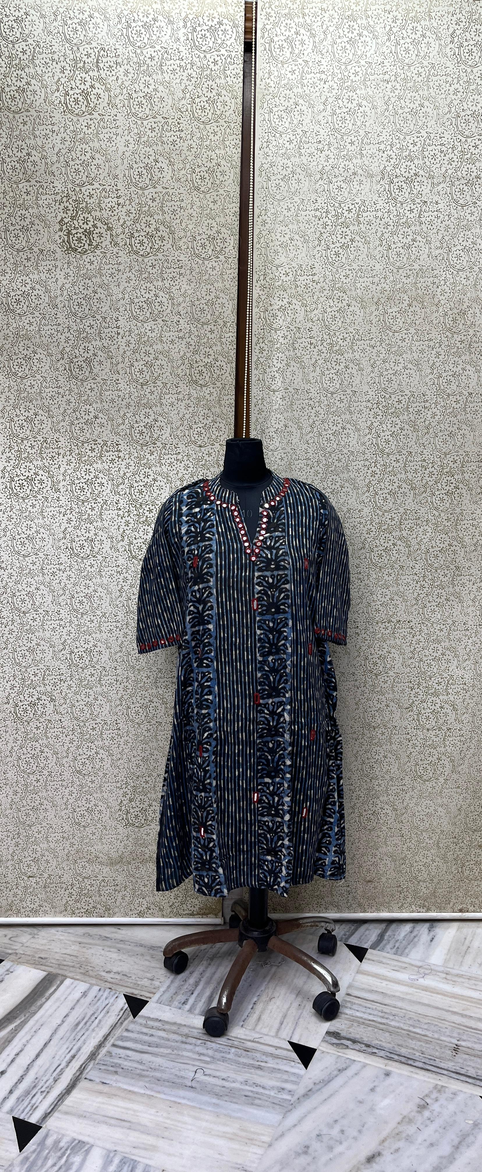 cotton dress -dhabu  mirror work