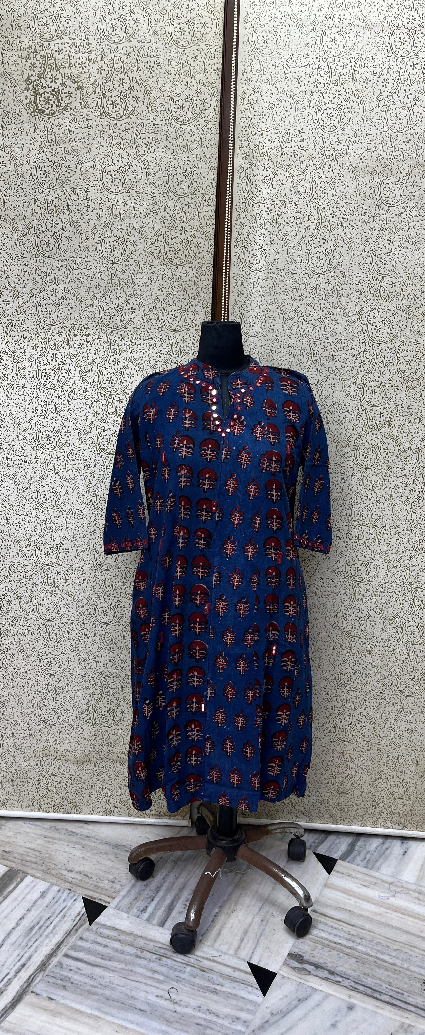 cotton dress -dhabu  mirror work