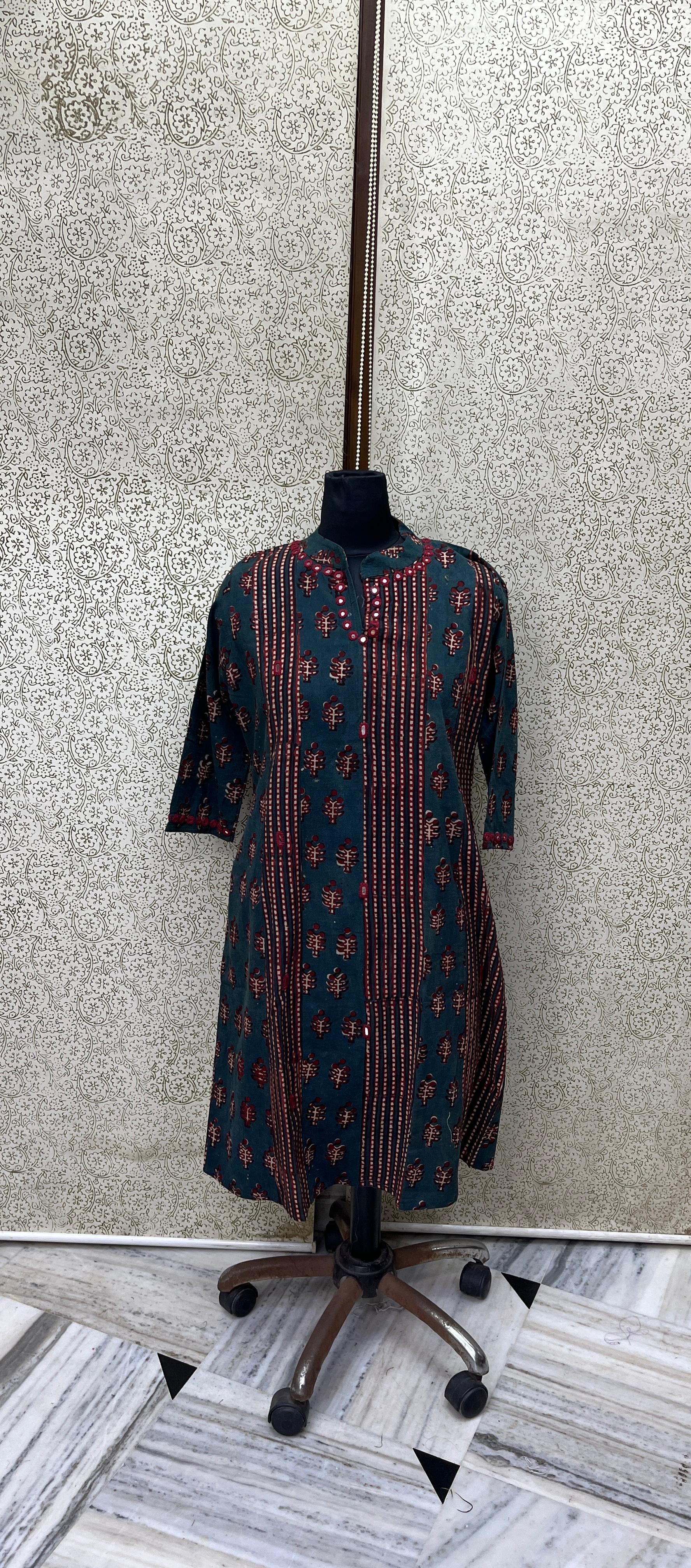 cotton dress -dhabu  mirror work