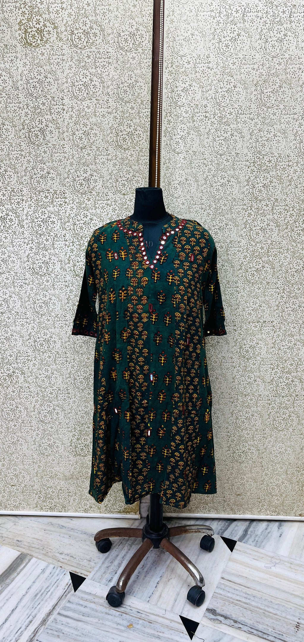 cotton dress -dhabu  mirror work