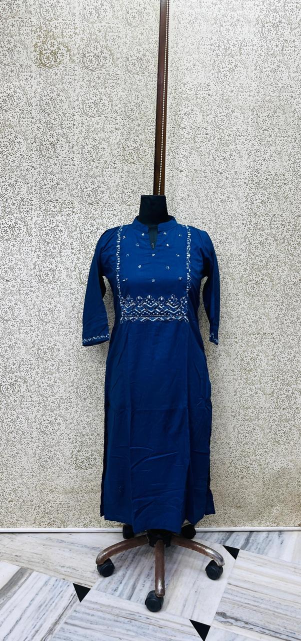 COTTON KURTA WITH EPLIQUE WORK