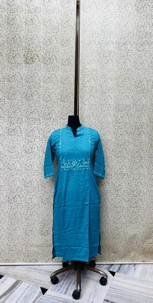 COTTON KURTA WITH EPLIQUE WORK