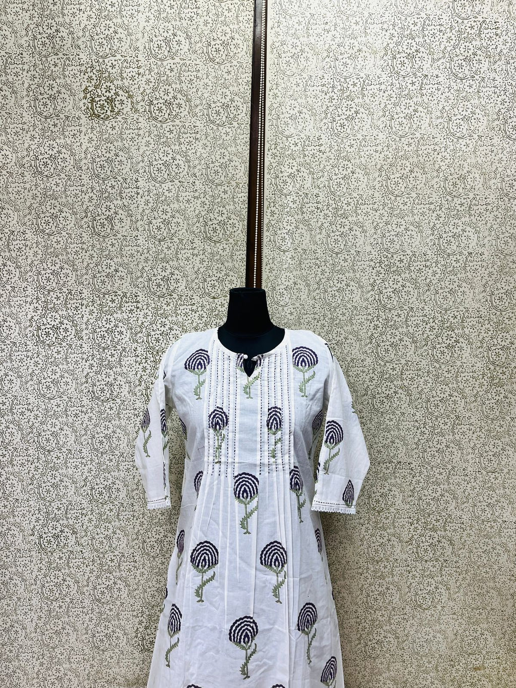 White Cotton Floral Dress
