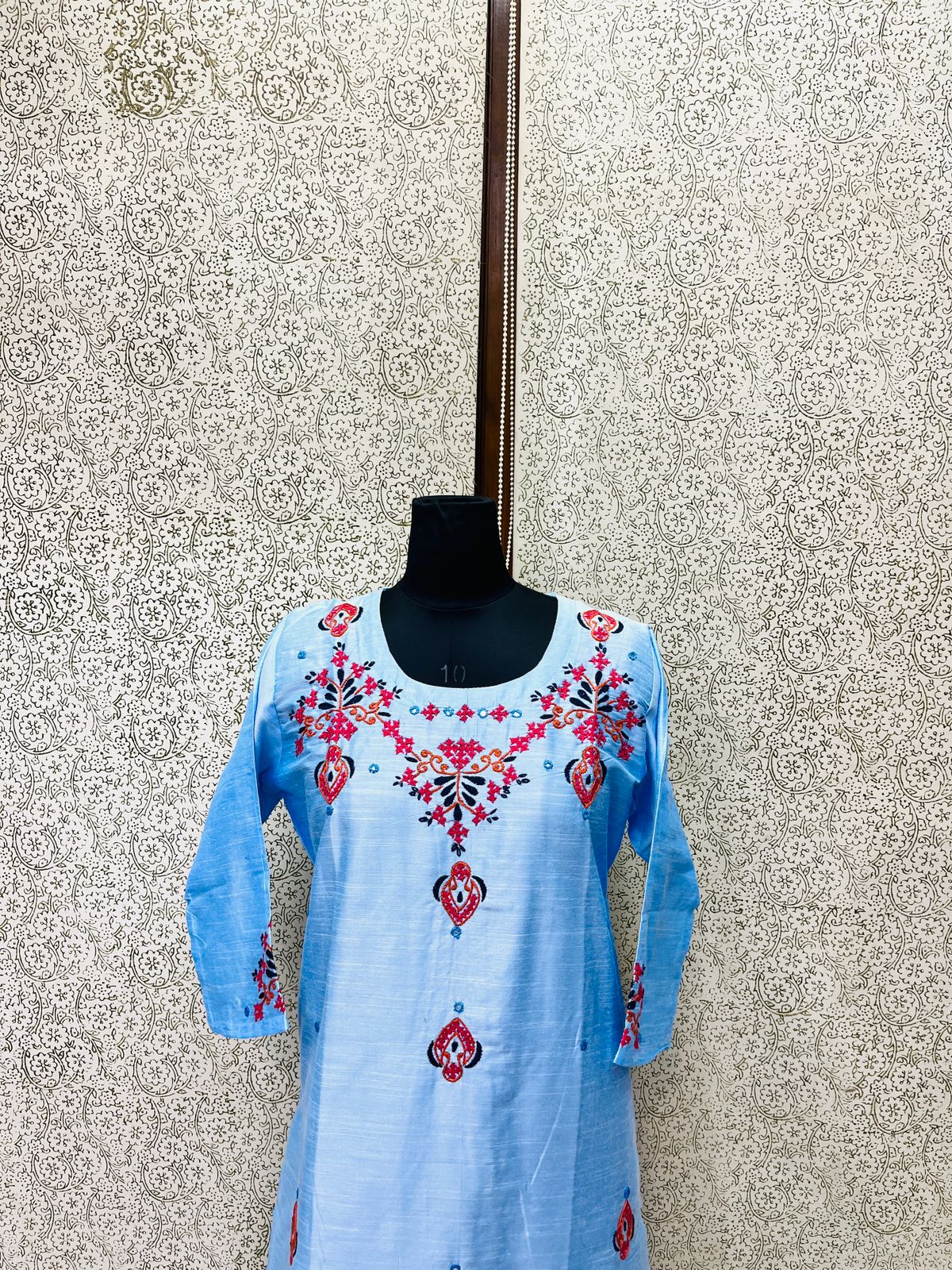 Cotton Satin Kurta Hand Embroidery