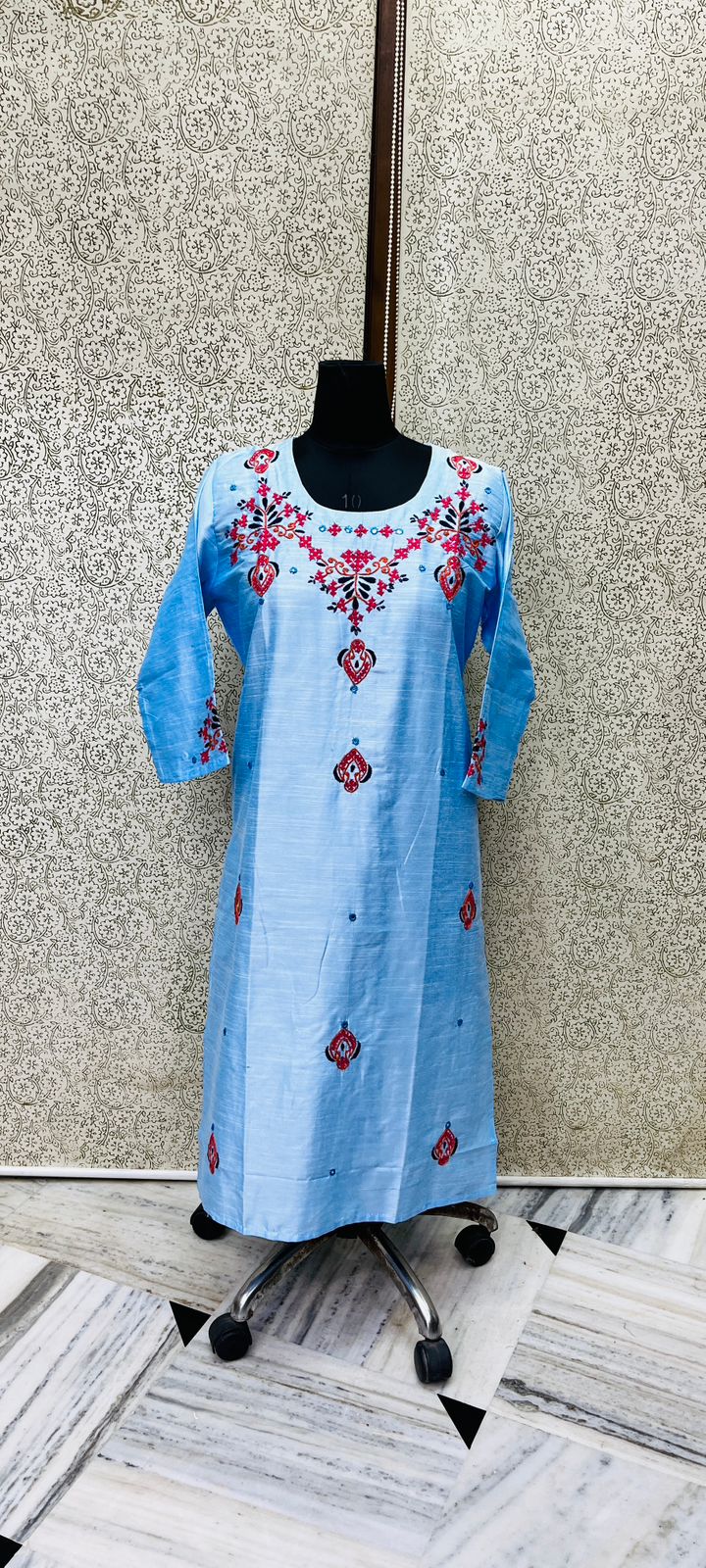 Cotton Satin Kurta Hand Embroidery