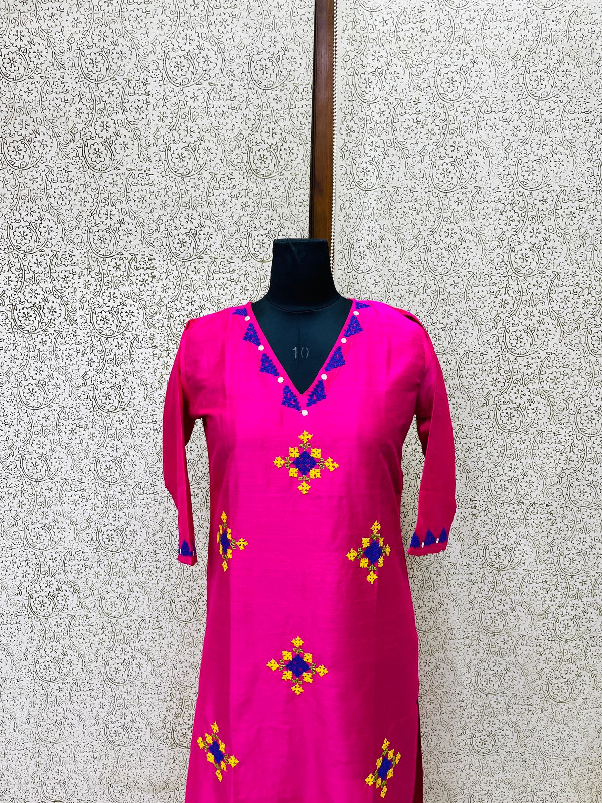 Cotton Satin Kurta Hand Embroidery