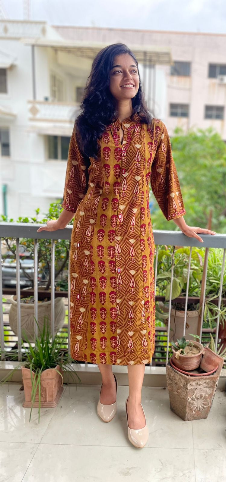 cotton dress -dhabu  mirror work