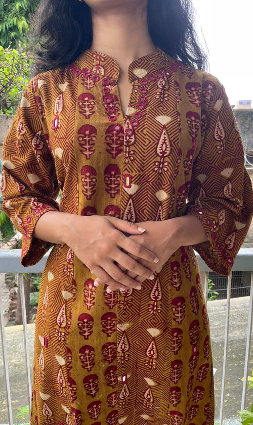 cotton dress -dhabu  mirror work
